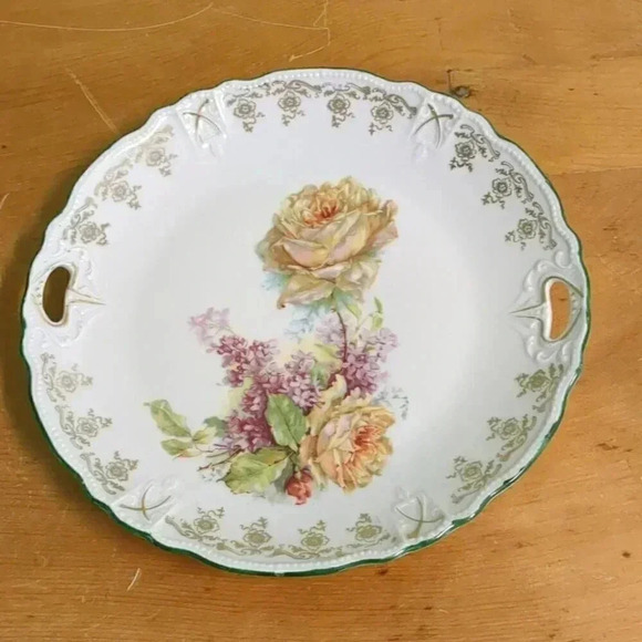 Antique  handled Plate, gold accents - Picture 1 of 4